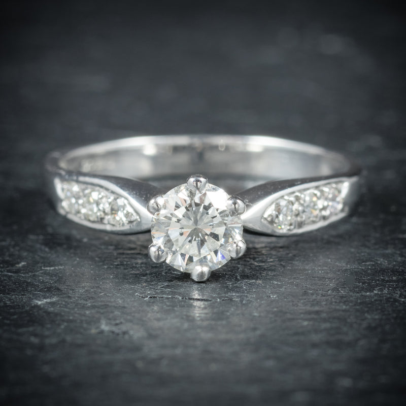 Diamond Solitaire Ring 18ct White Gold Engagement Ring Circa 1900 front