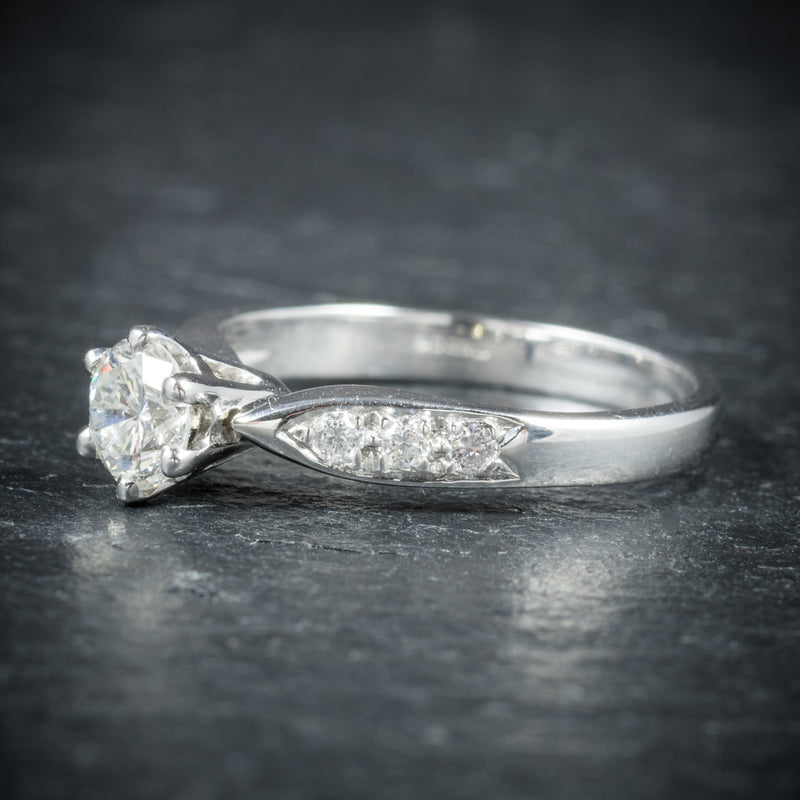 Diamond Solitaire Ring 18ct White Gold Engagement Ring Circa 1900 side