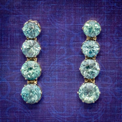 EDWARDIAN BLUE ZIRCON EARRINGS 9CT GOLD  COVER