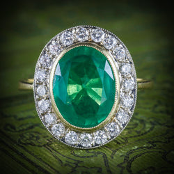 EMERALD DIAMOND ENGAGEMENT RING 18CT GOLD 7CT NATURAL EMERALD COVER