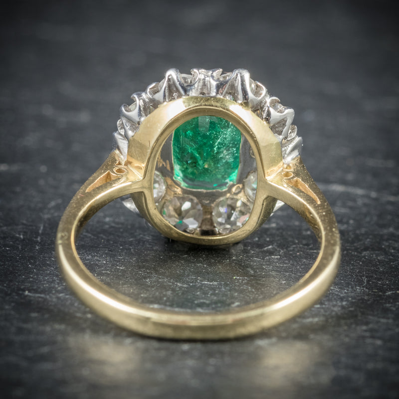 Emerald Diamond Ring 18ct Gold 2ct Emerald back
