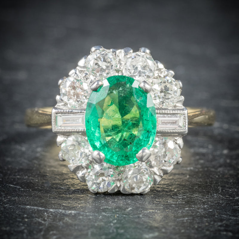 Emerald Diamond Ring 18ct Gold 2ct Emerald front