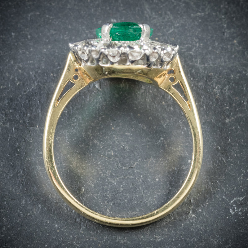 Emerald Diamond Ring 18ct Gold 2ct Emerald top