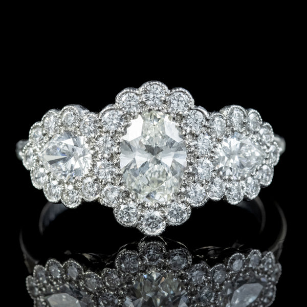 Edwardian Style Diamond Cluster Ring 2.25ct Of Diamond