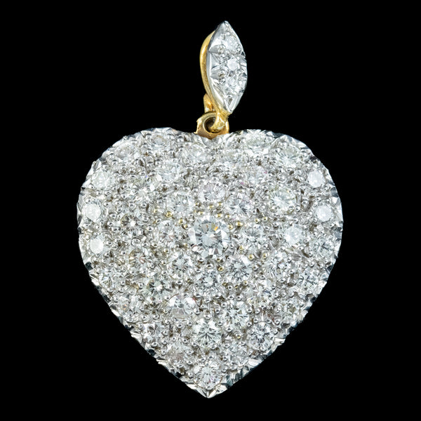 Edwardian Style Diamond Heart Pendant 18ct Gold 6ct Of Diamond 