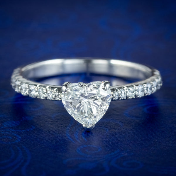 Edwardian Style Diamond Heart Ring 1ct Heart 1.4ct Total With Cert