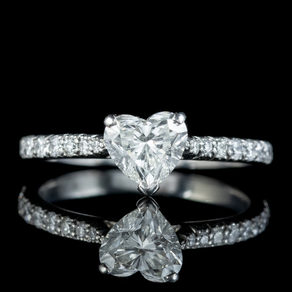 Edwardian Style Diamond Heart Ring 1ct Heart 1.4ct Total With Cert