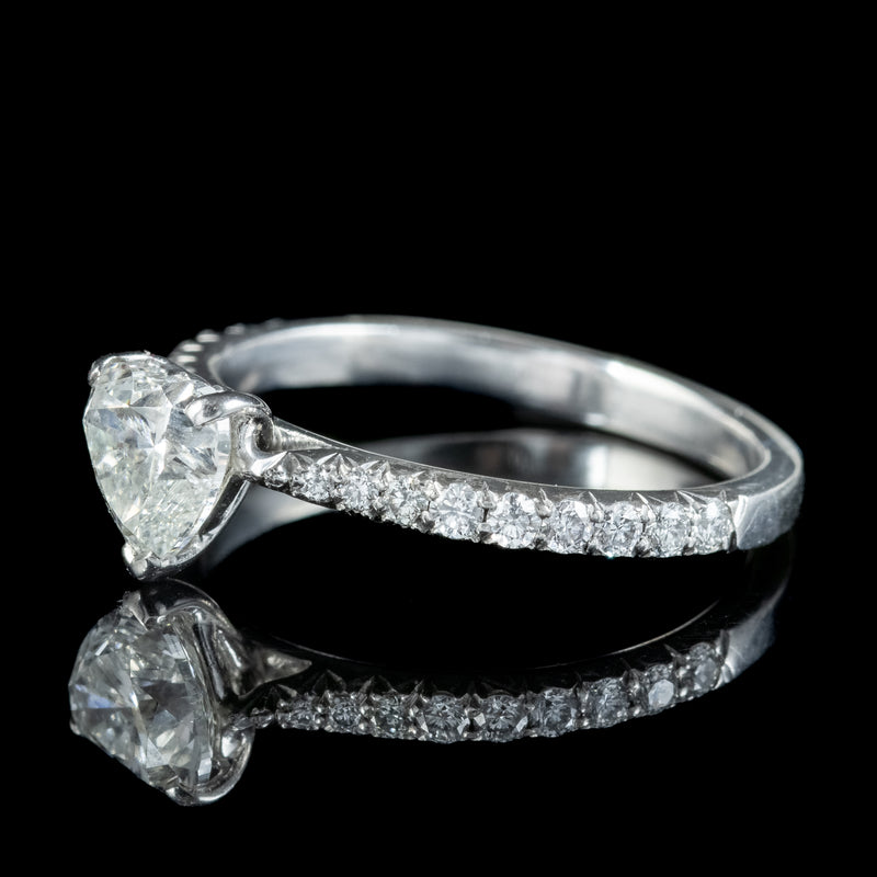 Edwardian Style Diamond Heart Ring 1ct Heart 1.4ct Total With Cert