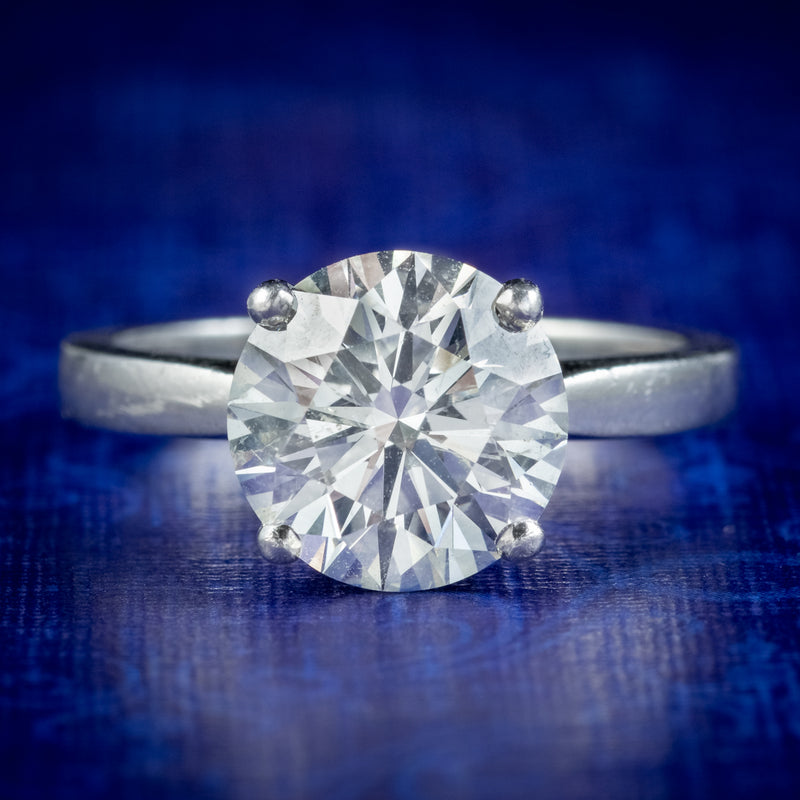 Edwardian Style Diamond Solitaire Engagement Ring 3.67Ct Diamond With Cert