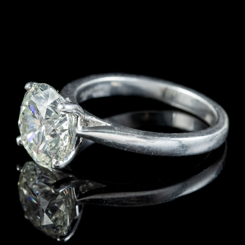 Edwardian Style Diamond Solitaire Engagement Ring 3.67Ct Diamond With Cert