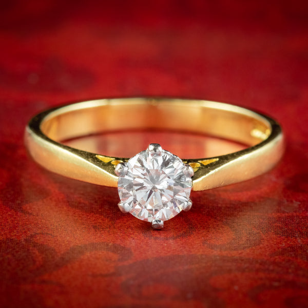 Edwardian Style Diamond Solitaire Ring 0.75ct Diamond 