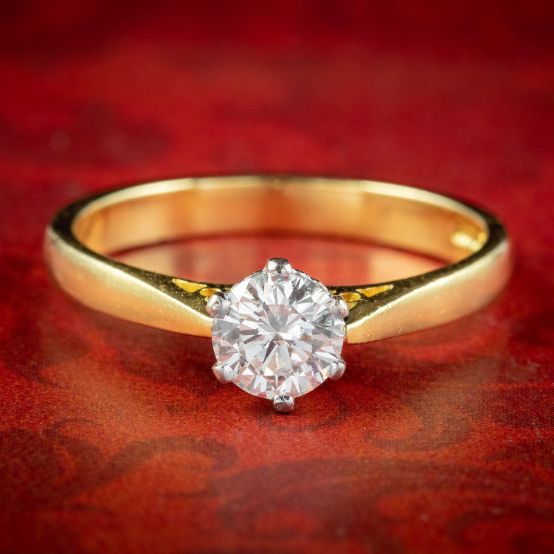 Edwardian Style Diamond Solitaire Ring 0.75ct Diamond 