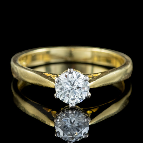 Edwardian Style Diamond Solitaire Ring 0.75ct Diamond 