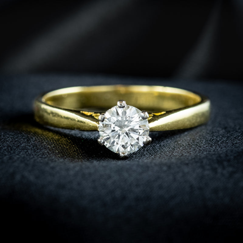 Edwardian Style Diamond Solitaire Ring 0.75ct Diamond 