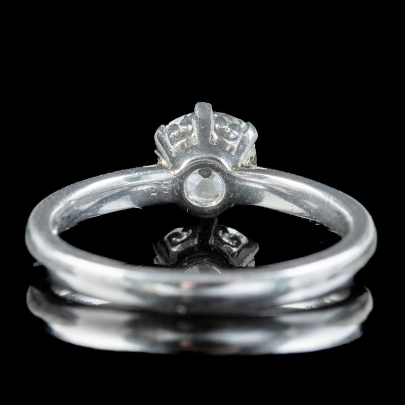 Edwardian Style Diamond Solitaire Ring 1.3ct Old Cut Diamond 