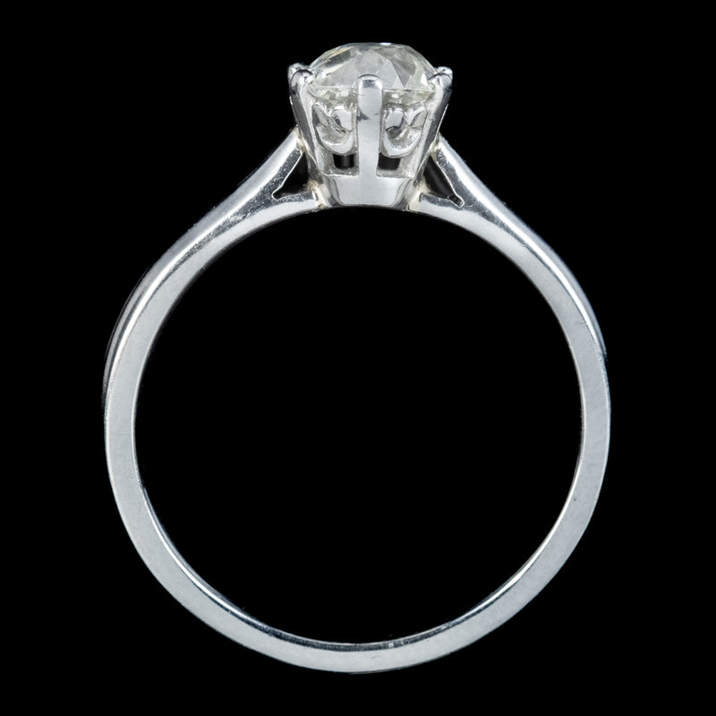 Edwardian Style Diamond Solitaire Ring 1.3ct Old Cut Diamond 