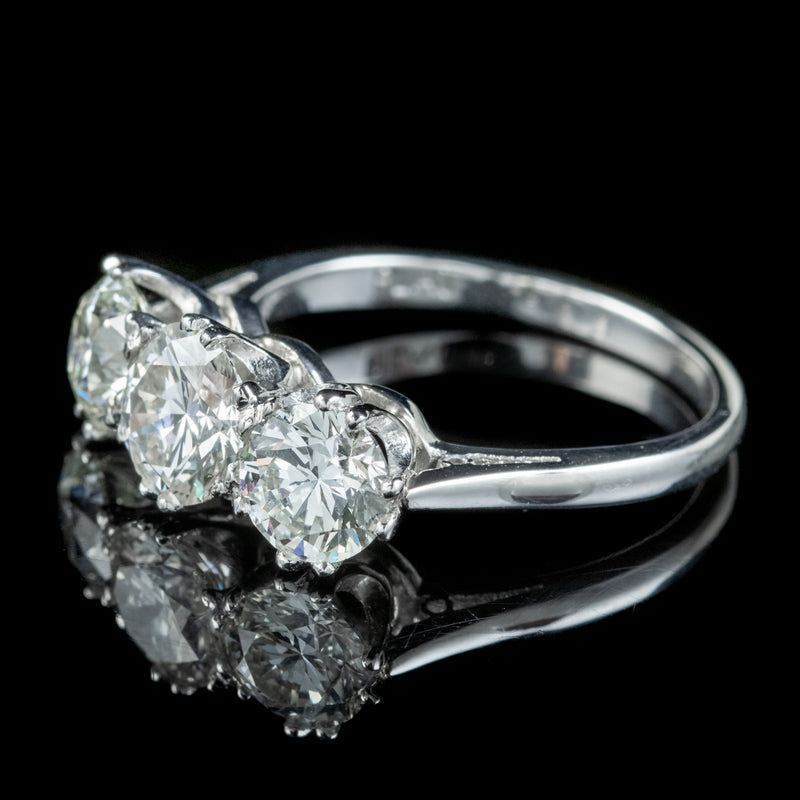 Edwardian Style Diamond Trilogy Ring 2.75ct Diamond With Cert