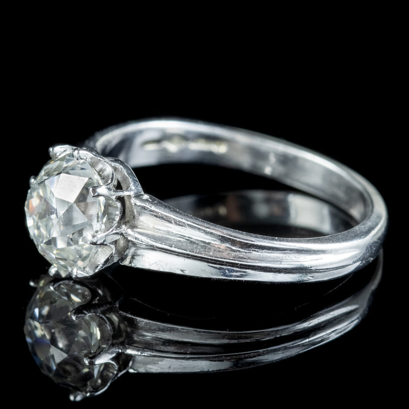 Edwardian Style Old Cut Diamond Solitaire Ring 1.61ct Diamond With Cert