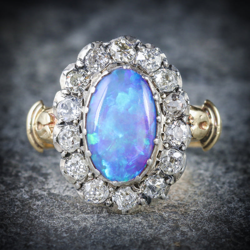 Antique Georgian Opal Cluster Ring 18ct Gold Circa 1800 front