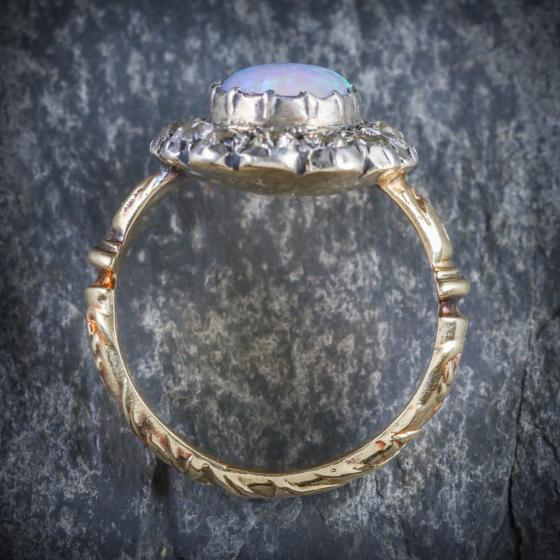 Antique Georgian Opal Cluster Ring 18ct Gold Circa 1800 top
