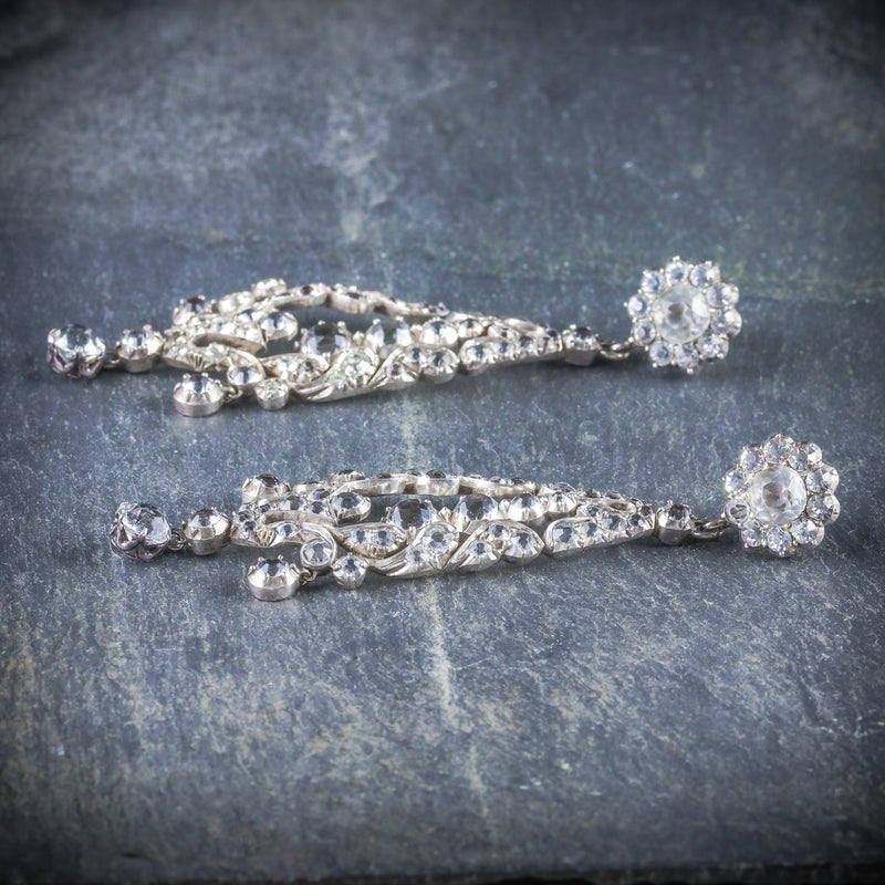 ANTIQUE GEORGIAN PASTE DROP EARRINGS CIRCA 1800 SIDE