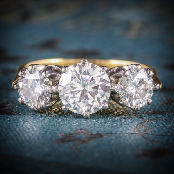 MOISSANITE DIAMOND TRILOGY 18CT GOLD RING cover