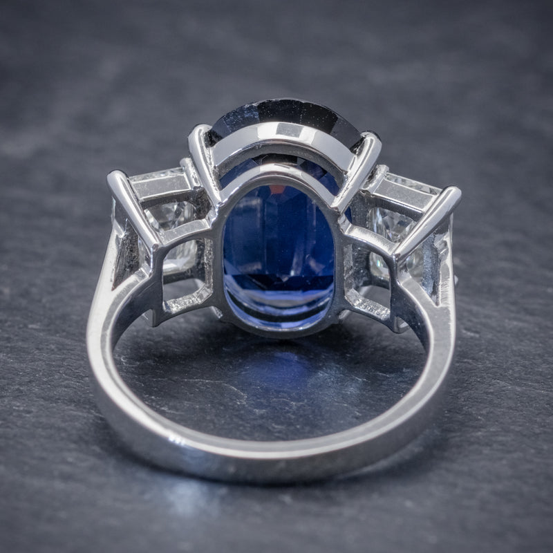 NATURAL SAPPHIRE RING 6.96CT SAPPHIRE 2.07CT DIAMOND PLATINUM CERT BACK