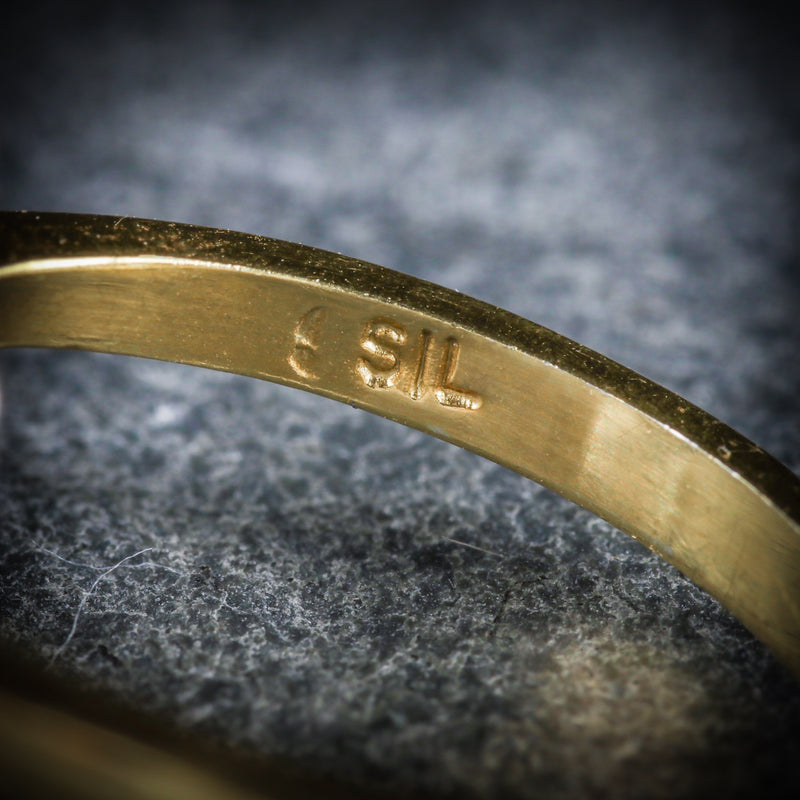 OLD CUT PASTE CLUSTER RING 18CT GOLD ON SILVER HALLMARK