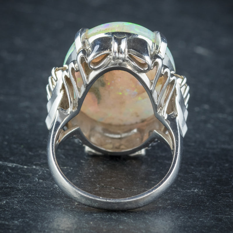  Opal Ring Platinum 10.84ct Opal back
