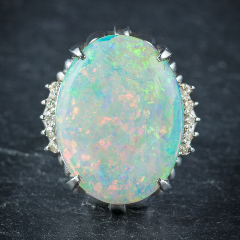  Opal Ring Platinum 10.84ct Opal front