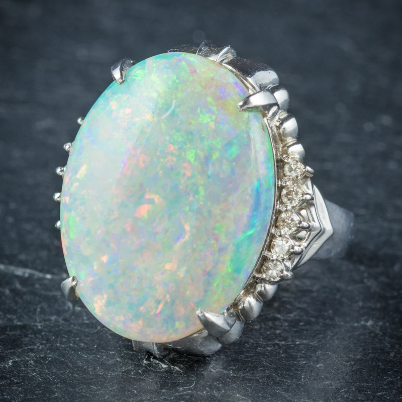  Opal Ring Platinum 10.84ct Opal side