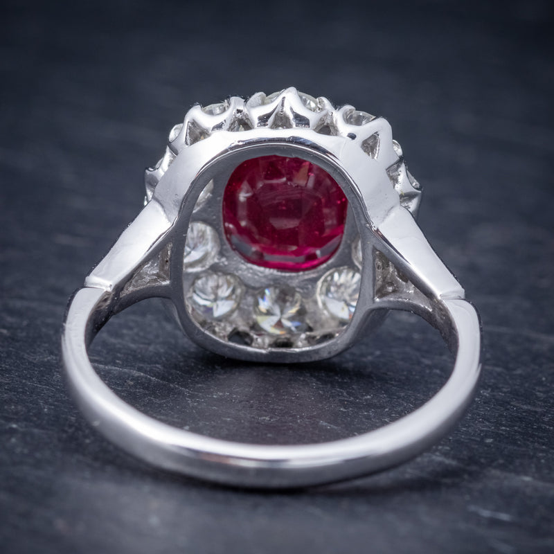 Ruby Diamond Cluster Ring 18ct White Gold 2.60ct Ruby BACK