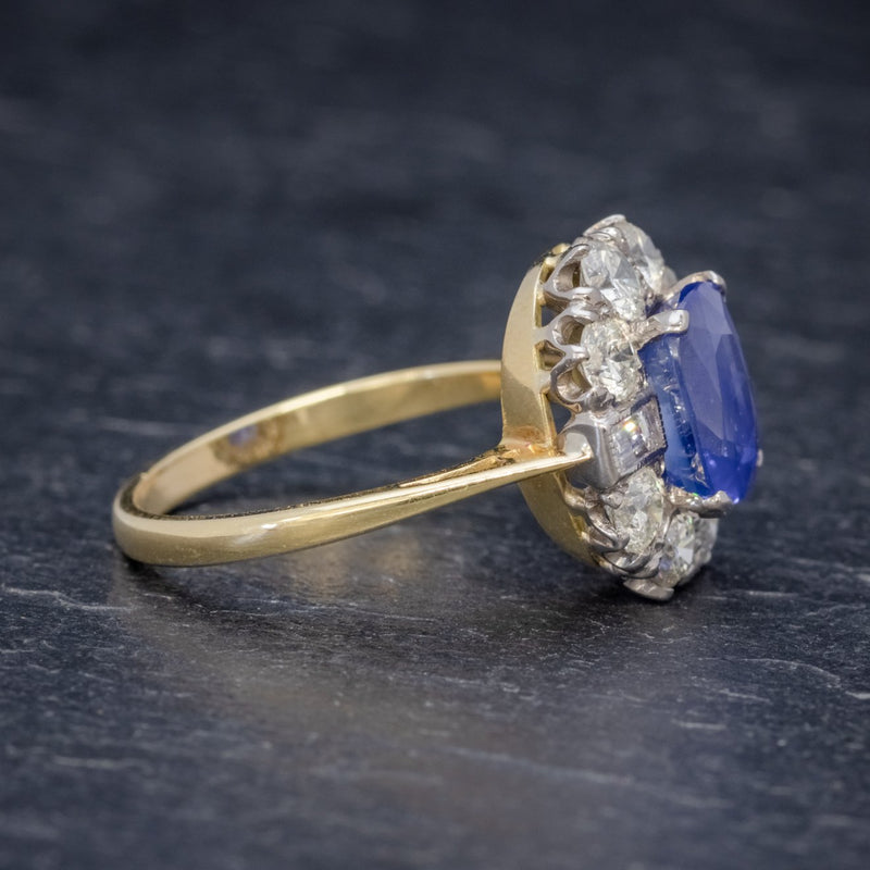 SAPPHIRE DIAMOND CLUSTER RING 18CT GOLD 2.80CT SAPPHIRE SIDE2