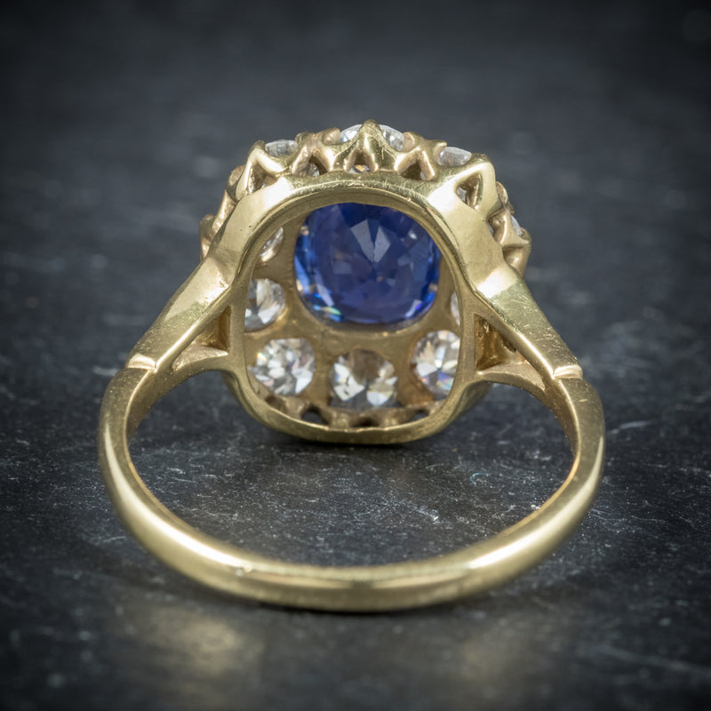 Sapphire Diamond Cluster Ring 18ct Gold  back