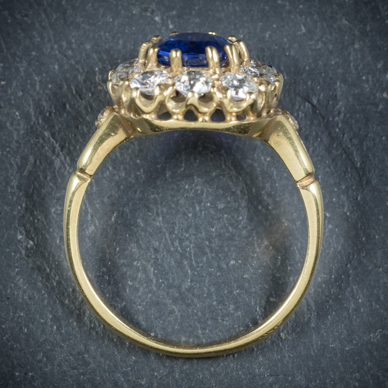Sapphire Diamond Cluster Ring 18ct Gold  top