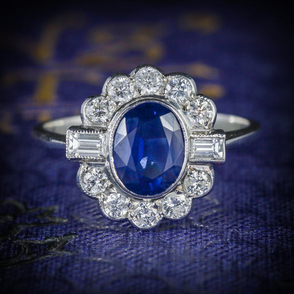 SAPPHIRE DIAMOND RING 18CT WHITE GOLD 1.50CT SAPPHIRE COVER