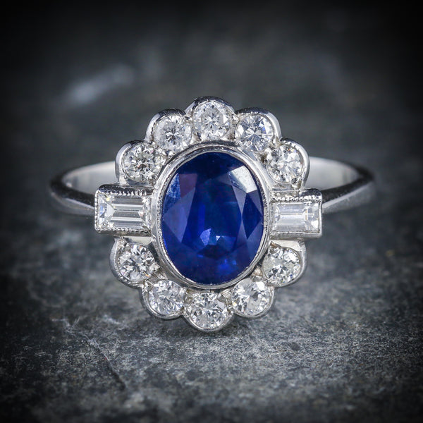 Sapphire Diamond Ring 18ct White Gold 1.50ct Sapphire – Antique ...