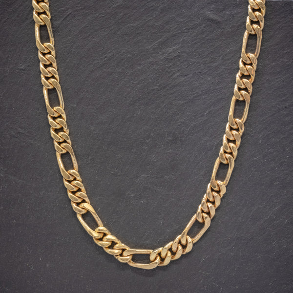 SOLID SILVER CHAIN 14CT YELLOW GOLD GILDED LINK NECKLACE FRONT