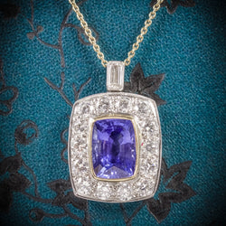 Sapphire Diamond Pendant Necklace 18ct Gold COVER