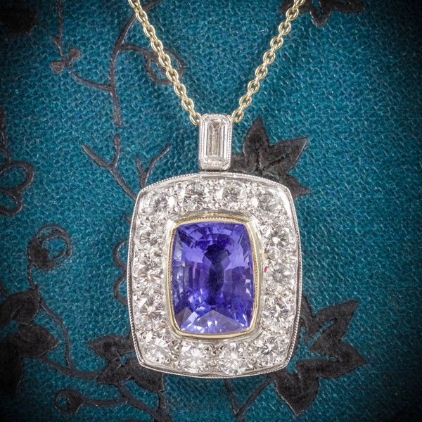 Sapphire Diamond Pendant Necklace 18ct Gold COVER