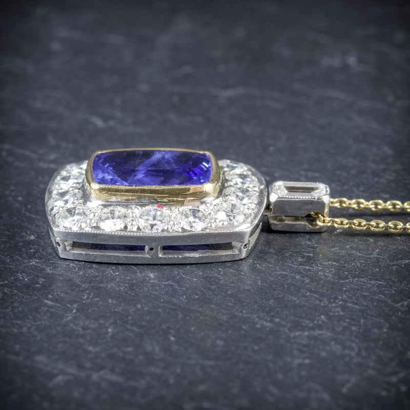 Sapphire Diamond Pendant Necklace 18ct Gold SIDE