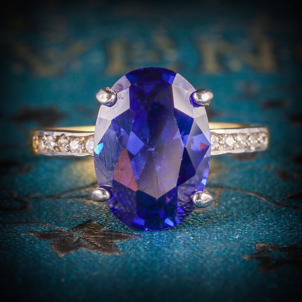  COTANZANITE PASTE LARGE SOLITAIRE RING 18CT GOLD SILVER COVER