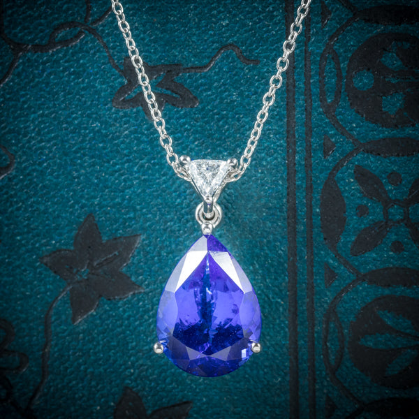 Tanzanite Diamond Pendant Necklace Platinum Chain AAA Grade Tanzanite cover