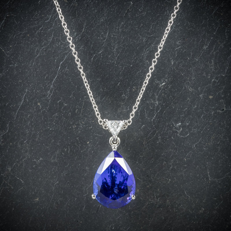 Tanzanite Diamond Pendant Necklace Platinum Chain AAA Grade Tanzanite Antique Jewellery Online