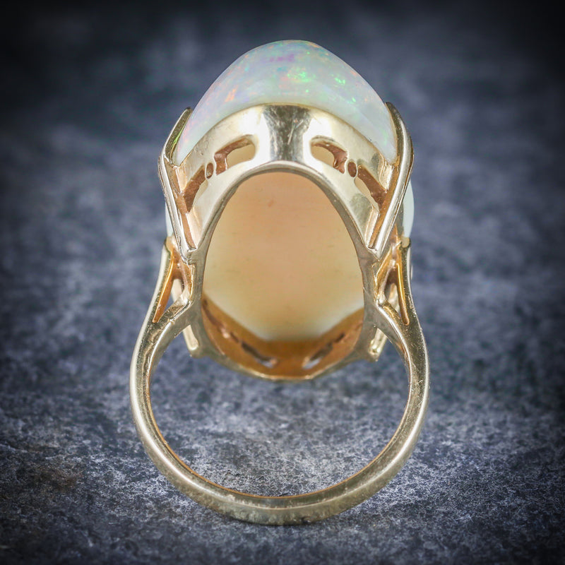 VICTORIAN MAGNIFICENT LARGE 20CT NATURAL OPAL GOLD RING REAR