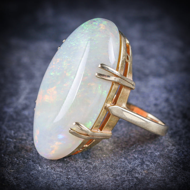 VICTORIAN MAGNIFICENT LARGE 20CT NATURAL OPAL GOLD RING SIDE