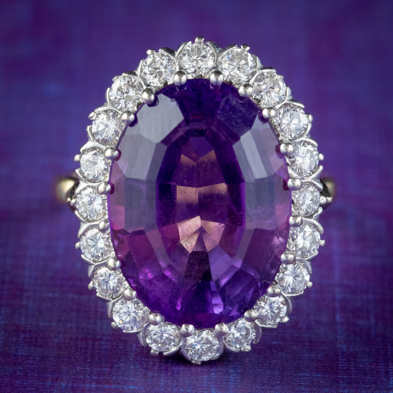 VINTAGE AMETHYST COCKTAIL RING 18CT GOLD 12CT AMETHYST CIRCA 1980