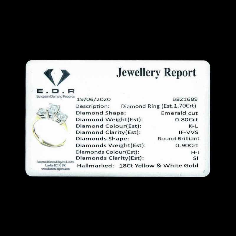 Vintage Diamond Trilogy Ring 18ct Gold Platinum 1.70ct Diamonds Cert CERT
