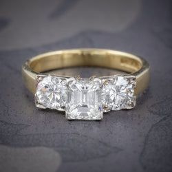 VINTAGE DIAMOND TRILOGY RING 18CT GOLD PLATINUM 2CT DIAMONDS COVER