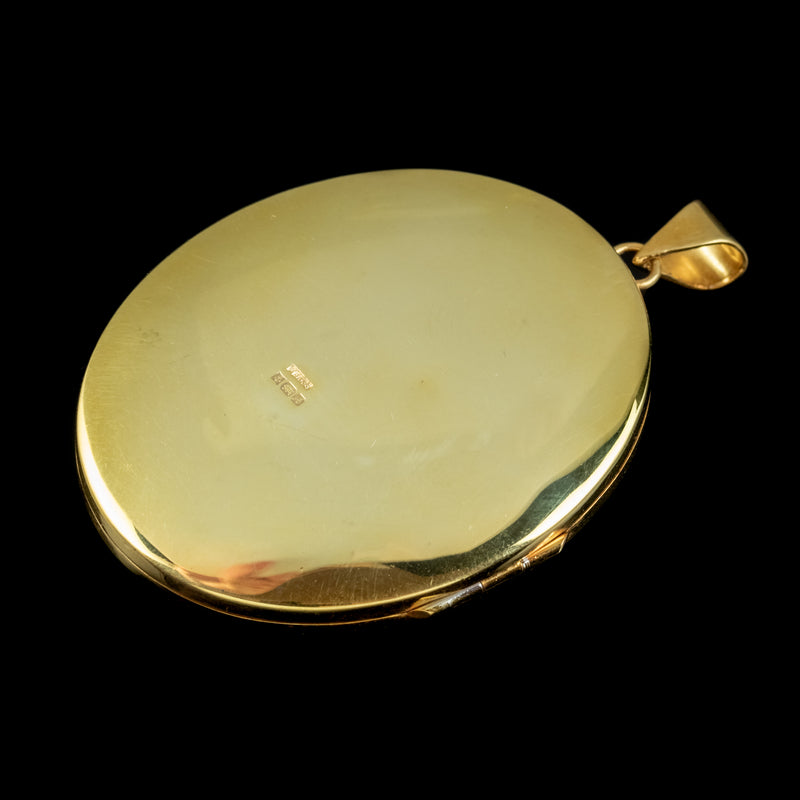 VINTAGE FLORAL LOCKET STERLING SILVER 18CT GOLD GILT DATED 1975